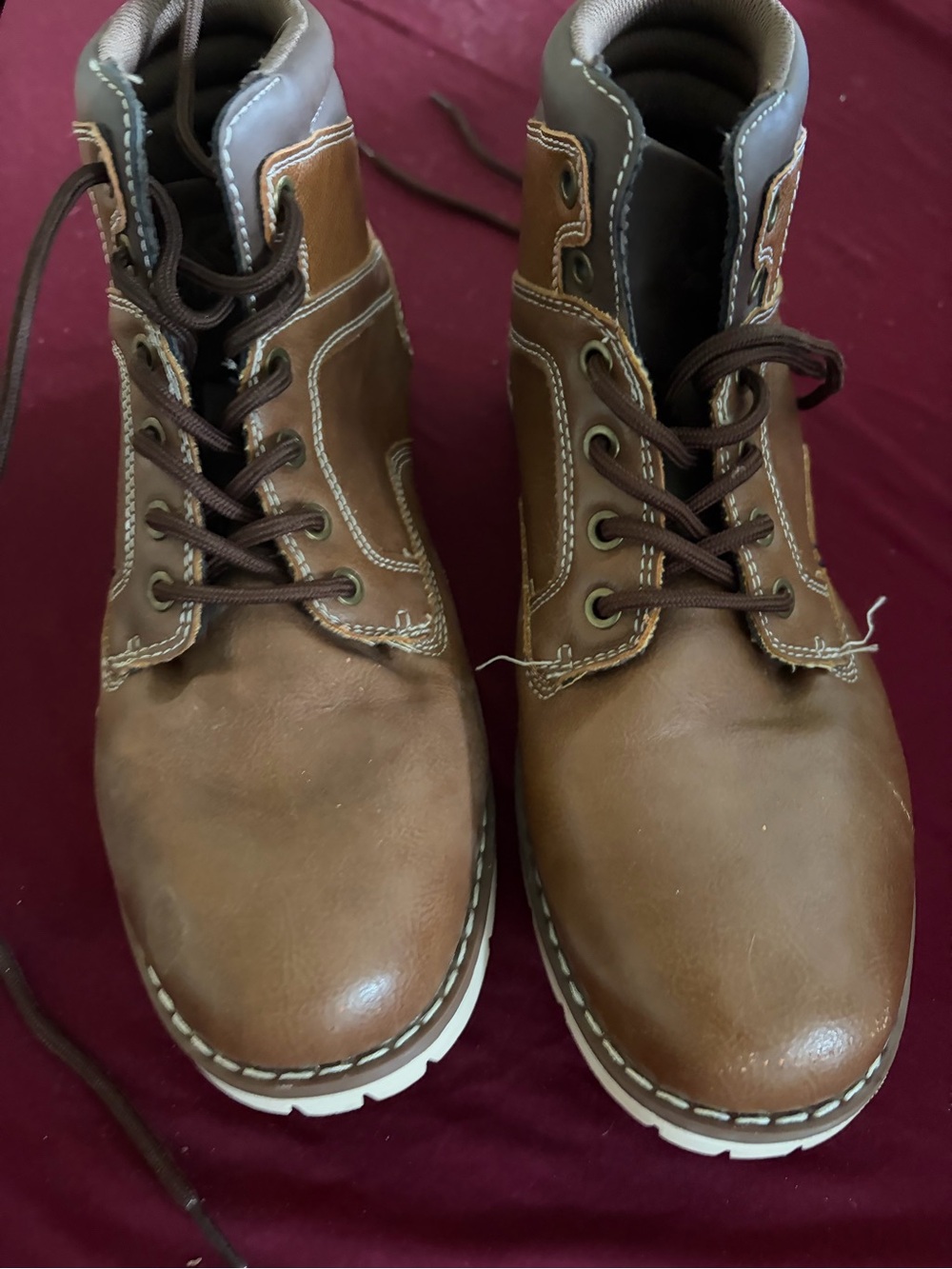 Men's Brown Leather Lace-Up Work Boots